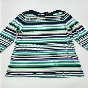 Christopher & Banks Multicolor Striped Top Large Nautical Preppy Cotton